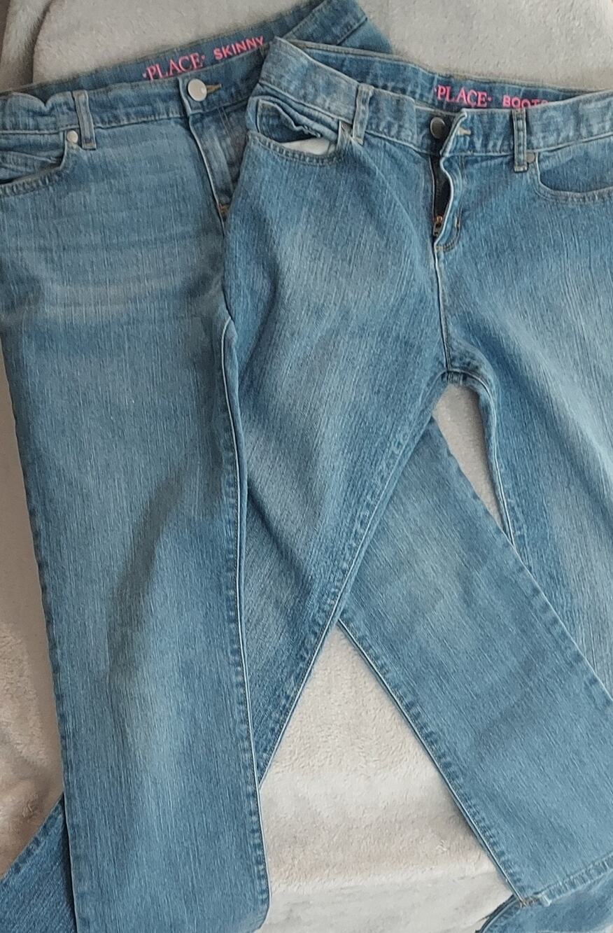 The Childrens Place Girls Mid Rise Jeans Lot of 2 Size 12 - Bootcut and Skinny